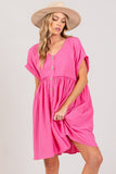 SAGE + FIG Button Up Short Sleeve Dress - Trendsi