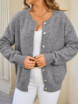 Casual Button-Down Knit Cardigan - Trendsi - Flyclothing LLC