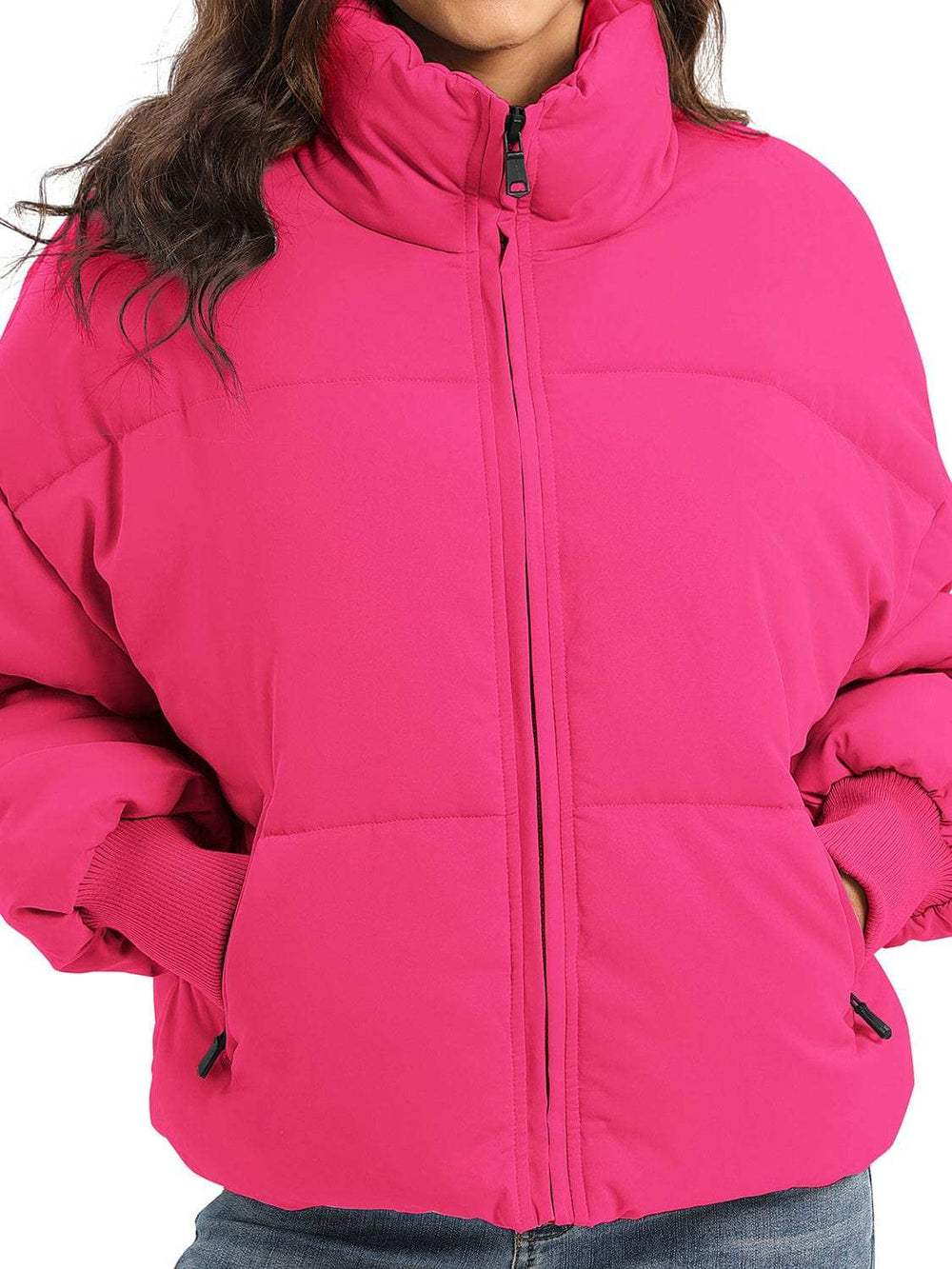 Zip Up Turtleneck Long Sleeve Winter Coat - Trendsi - Flyclothing LLC