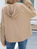 Waffle Knit Open Front Hooded Outerwear - Trendsi
