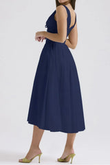 Ruched V-Neck Sleeveless Dress with Pockets - Trendsi - Flyclothing LLC