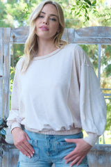 Hailey & Co Rib and Two Tone Knit Mixed Top - Trendsi - Flyclothing LLC