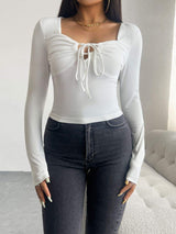 Devine Tied Long Sleeve T-Shirt - Trendsi - Flyclothing LLC