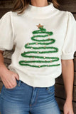 Sequin Mock Neck Short Sleeve Sweater - Trendsi - Flyclothing LLC