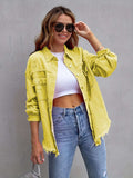 Distressed Drop Shoulder Denim Jacket - Trendsi - Flyclothing LLC