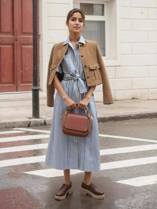 Striped Button Front Shirt Dress - Trendsi - Flyclothing LLC