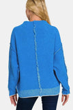 Zenana Exposed Seam Mock Neck Long Sleeve Sweater - Trendsi - Flyclothing LLC