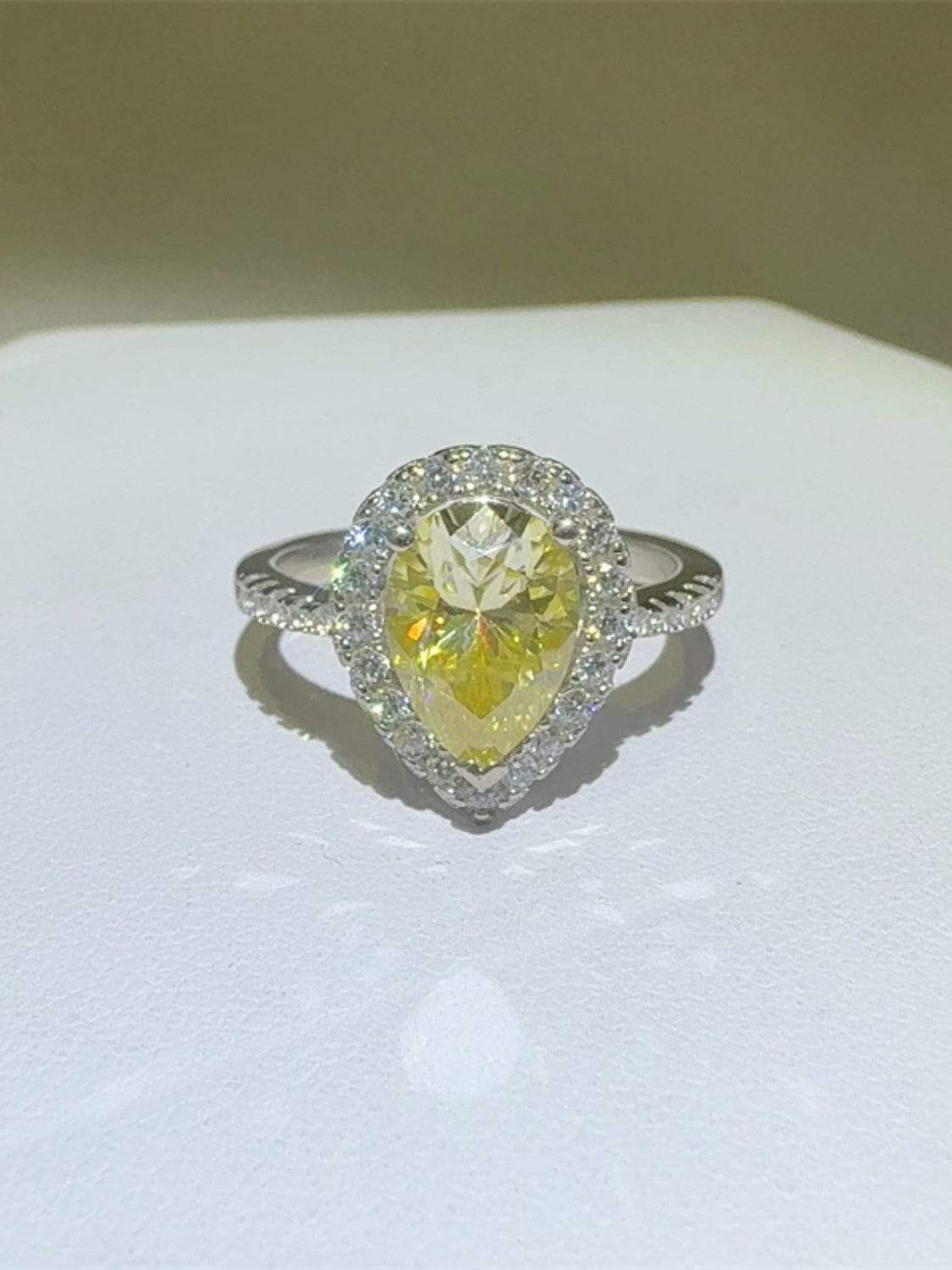 2 Carat Moissanite 925 Sterling Silver Teardrop Shape Ring - Trendsi - Flyclothing LLC