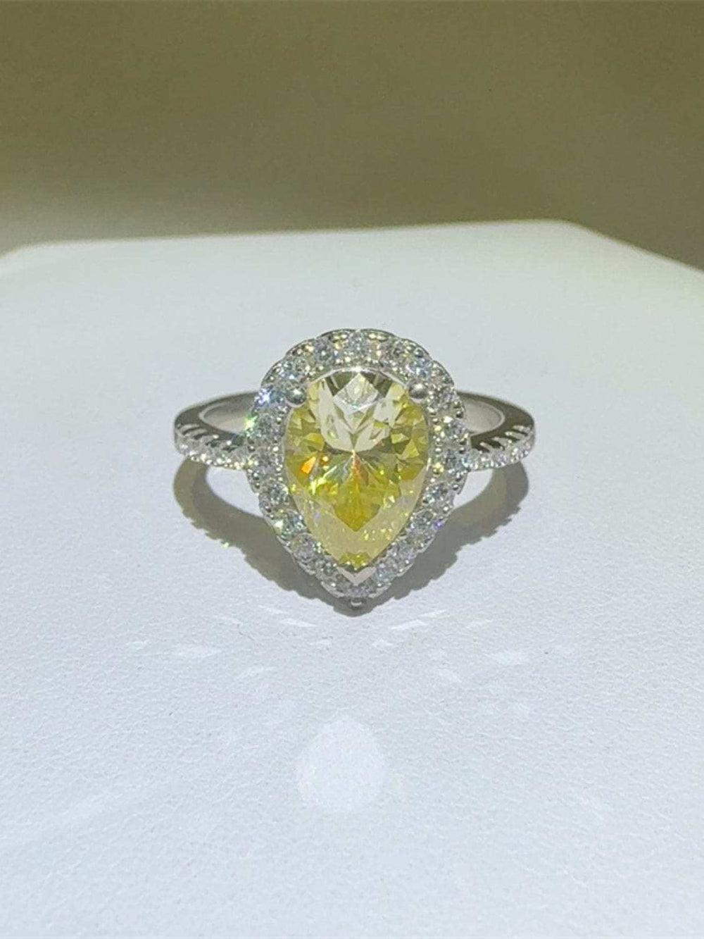 2 Carat Moissanite 925 Sterling Silver Teardrop Shape Ring - Trendsi - Flyclothing LLC