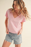 Aemi + Co Side Slit V-Neck Short Sleeve Cropped T-Shirt - Trendsi