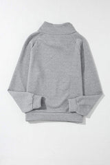 Textured Turtleneck Long Sleeve Sweatshirt - Trendsi - Flyclothing LLC
