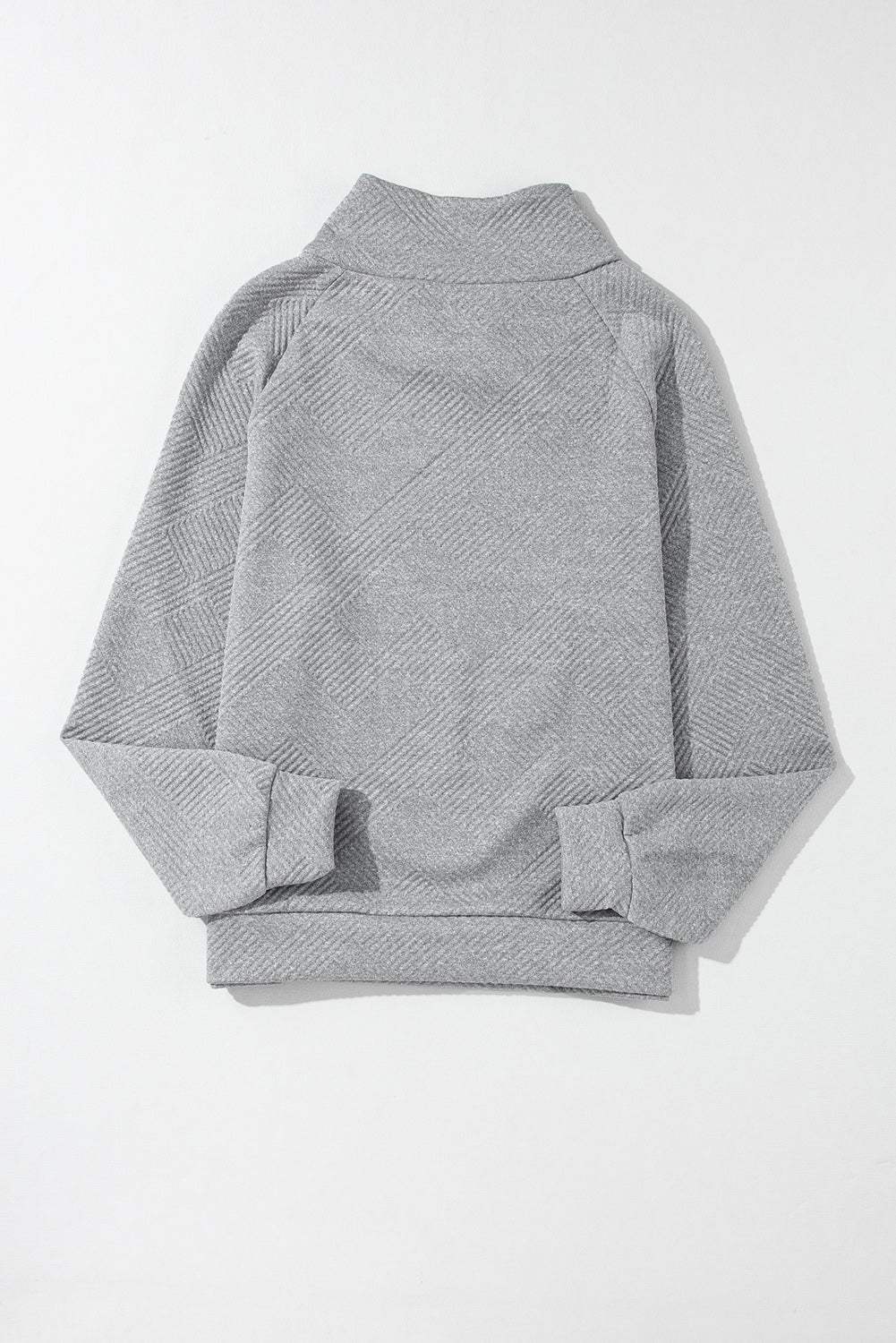 Textured Turtleneck Long Sleeve Sweatshirt - Trendsi - Flyclothing LLC