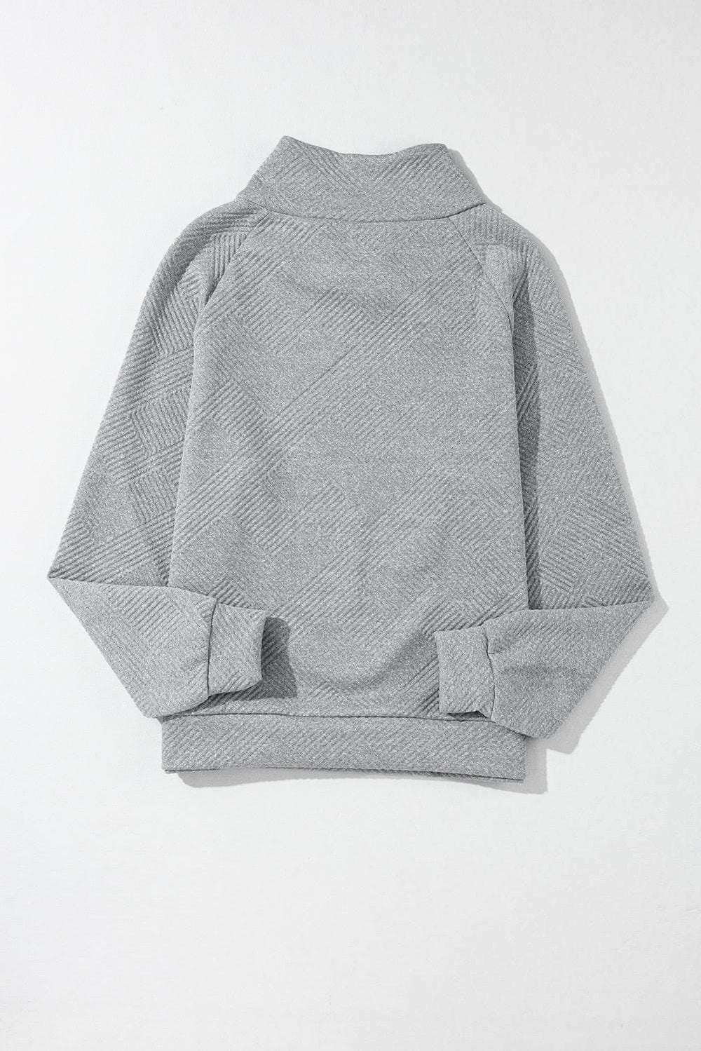 Textured Turtleneck Long Sleeve Sweatshirt - Trendsi - Flyclothing LLC