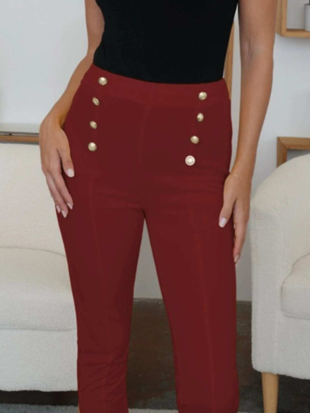 High Waist Skinny Pants - Trendsi - Flyclothing LLC