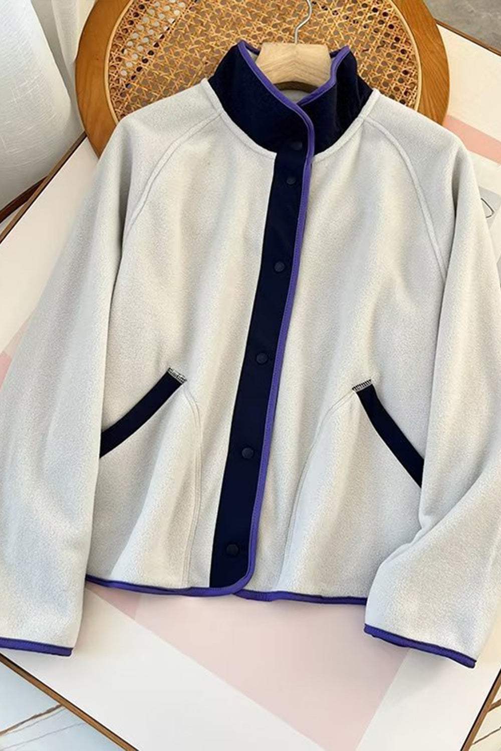 Double Take Snap Down Raglan Sleeve Jacket with Pockets - Trendsi - Flyclothing LLC