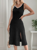 Perfee Slit Wide Strap Dress and Detachable Long Sleeves Set - Trendsi