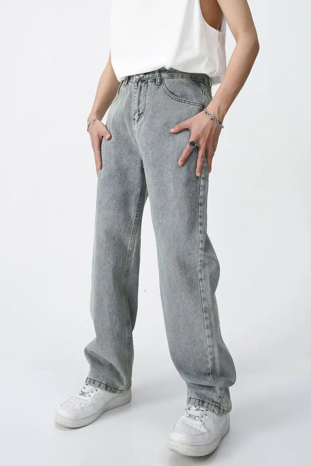 Baggy Jeans with Pockets - Trendsi - Flyclothing LLC
