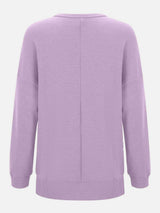Side Slit Round Neck Long Sleeve T-Shirt - Trendsi - Flyclothing LLC