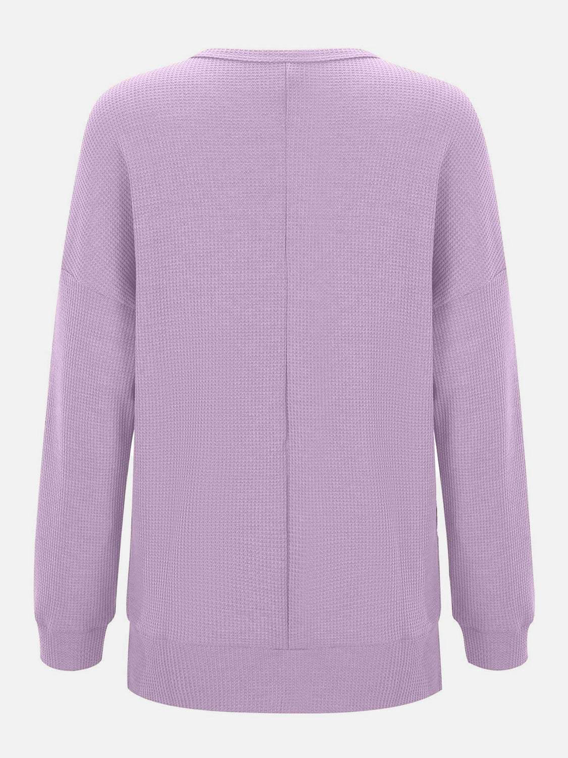 Side Slit Round Neck Long Sleeve T-Shirt - Trendsi - Flyclothing LLC