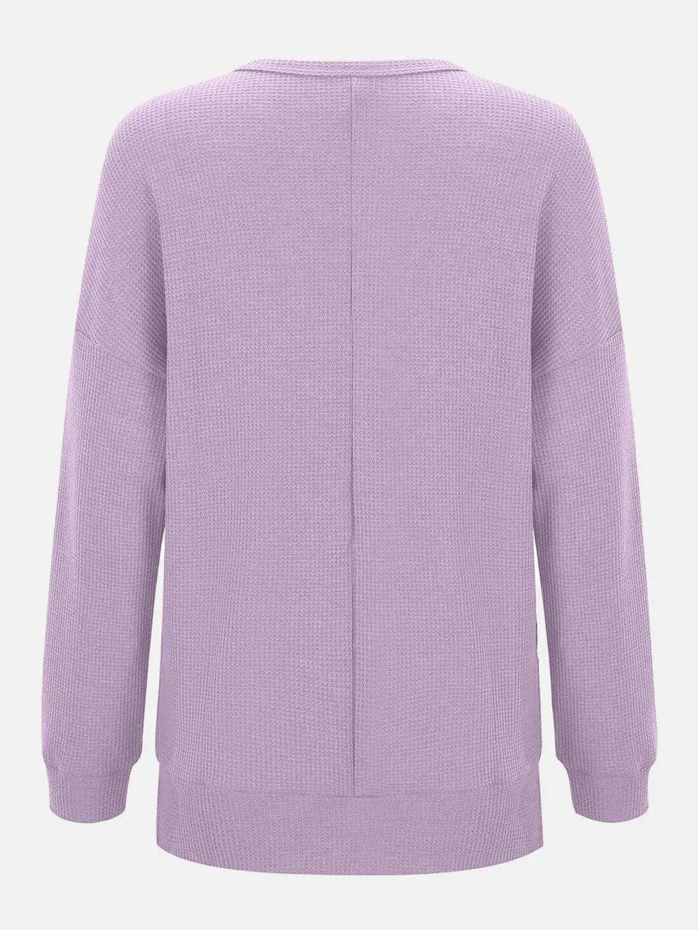 Side Slit Round Neck Long Sleeve T-Shirt - Trendsi - Flyclothing LLC