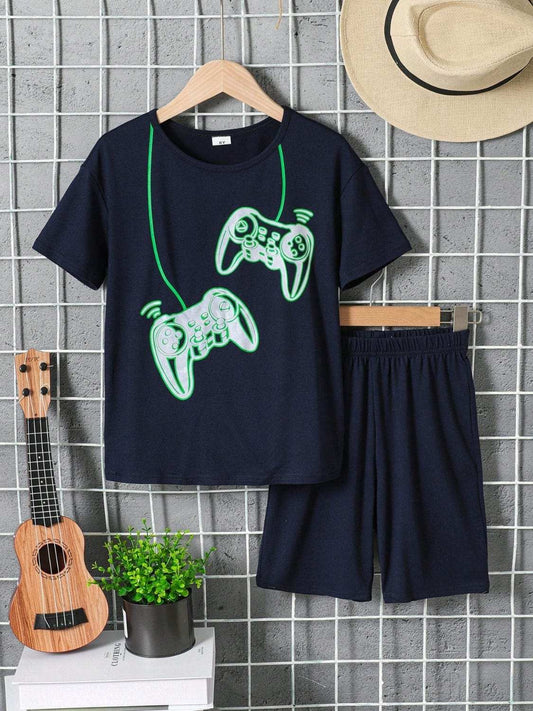 Children's Graphic Round Neck T-Shirt and Pants Set - Trendsi - Flyclothing LLC