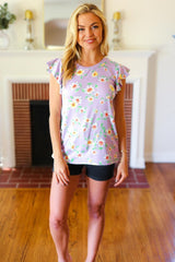 Haptics Round Neck Ruffled Floral Knit Top - Trendsi