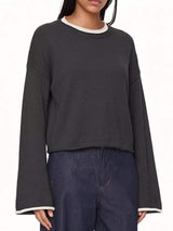 Crew Neck Dropped Shoulder Sweater - Trendsi - Flyclothing LLC