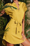 Tied Notched Short Sleeve Dress - Trendsi - Flyclothing LLC