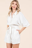 Mittoshop Tie Waist Half Sleeve Romper - Trendsi