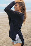 Openwork Side Slit Open Front Long Sleeve Cardigan - Trendsi - Flyclothing LLC