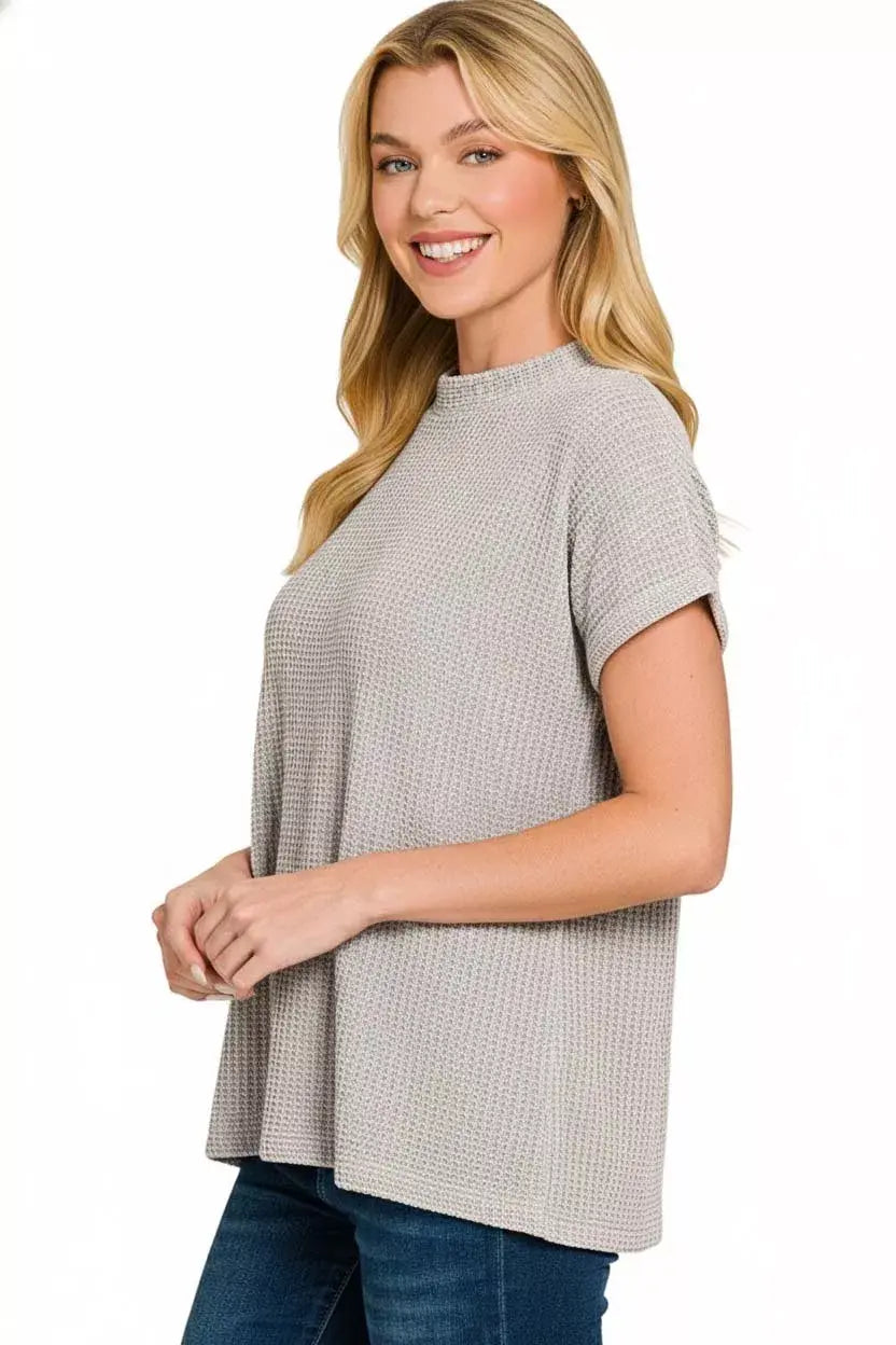 Zenana Chenille Waffle Cap Sleeve Sweater - Trendsi - Flyclothing LLC
