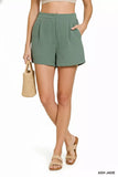 Zenana Woven Airflow Back Elastic Waist Shorts - Trendsi - Flyclothing LLC