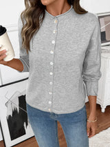 Button-Front Long Sleeve Cardigan - Trendsi - Flyclothing LLC