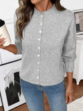 Button-Front Long Sleeve Cardigan - Trendsi - Flyclothing LLC