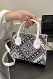 Geometric PU Leather Strap Handbag - Trendsi