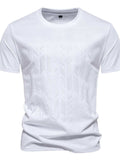 Men's Round Neck Geometric Embroidered T-Shirt - Trendsi - Flyclothing LLC