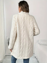 Fleece Double-Breasted Longline Coat - Trendsi - Flyclothing LLC