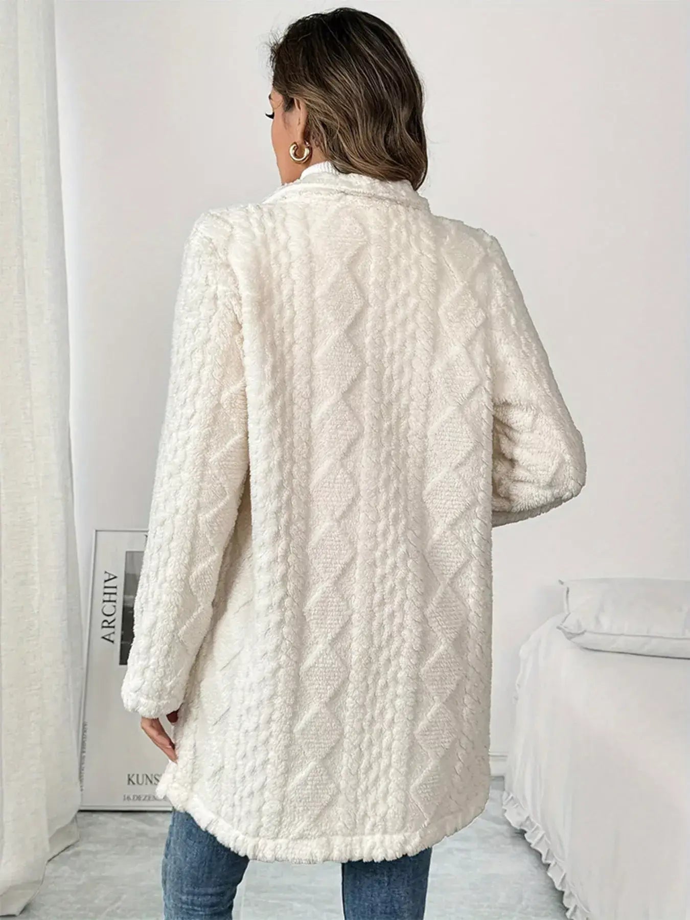 Fleece Double-Breasted Longline Coat - Trendsi - Flyclothing LLC