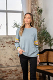 Sew In Love Full Size Contrast Stripes Long Sleeve Sweater - Trendsi