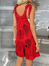 Devine Printed Tie Shoulder Overalls with Pockets - Trendsi - Flyclothing LLC