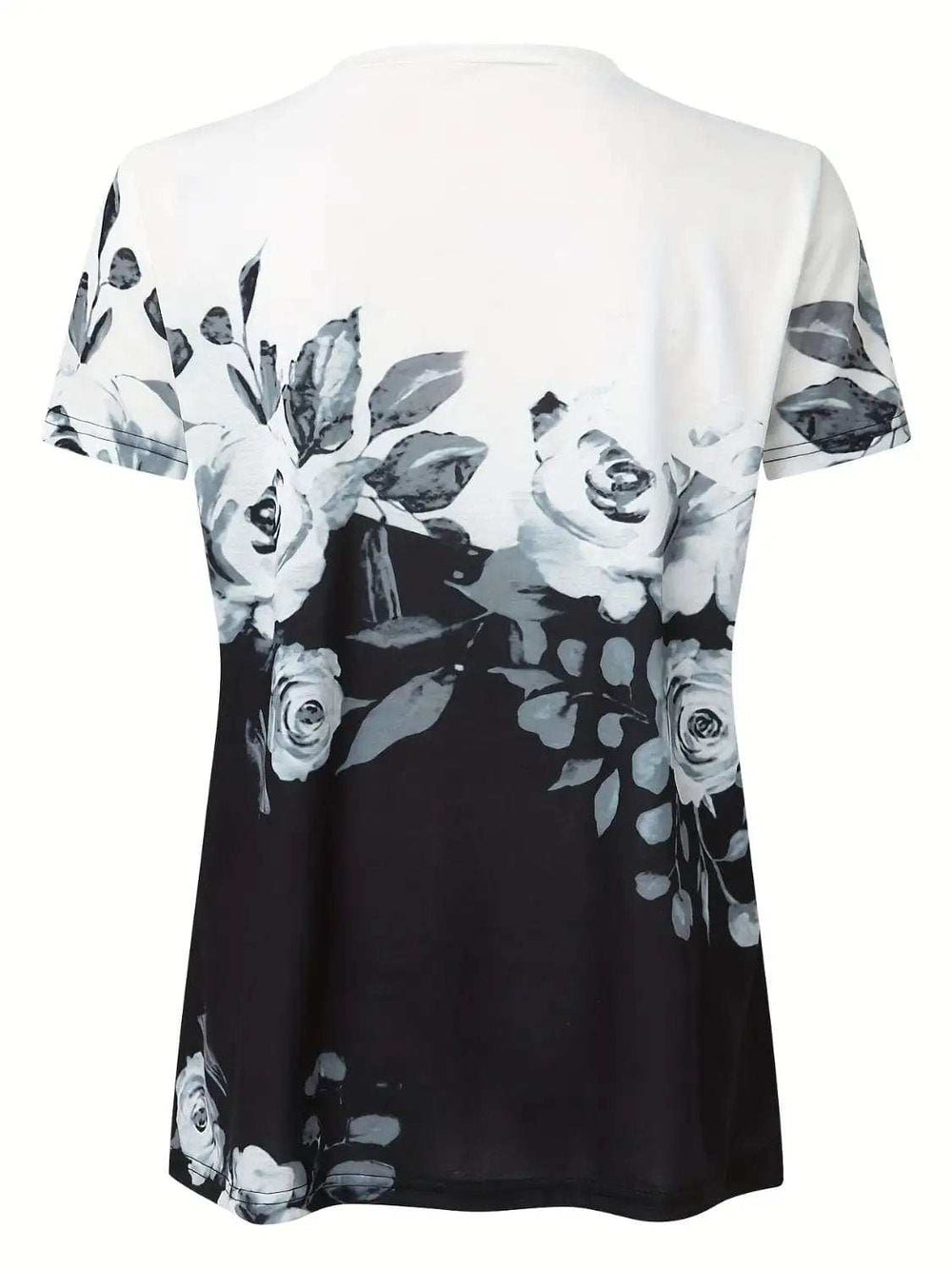 Full Size Printed Notched Short Sleeve Blouse - Trendsi - Flyclothing LLC