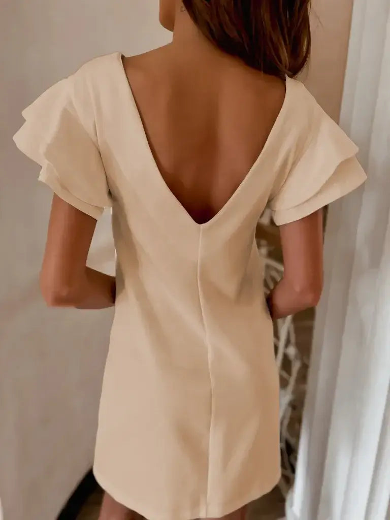 Ruffled Layered Short Sleeve Mini Dress - Trendsi - Flyclothing LLC