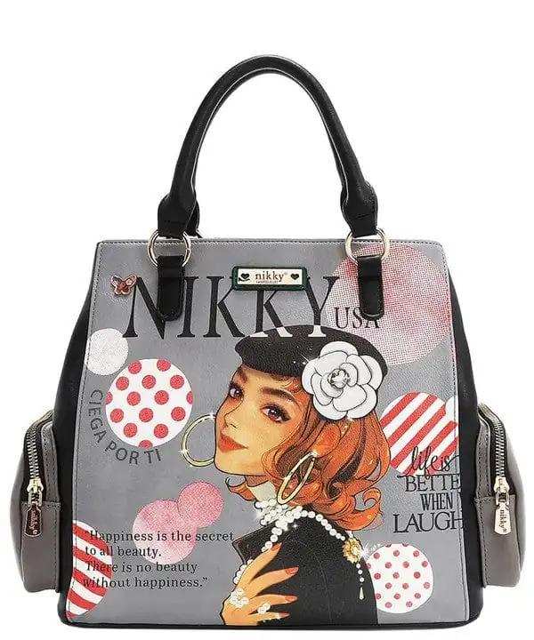 Nicole Lee USA Eco-Leather Handbag with Side Pockets - Trendsi - Flyclothing LLC