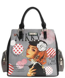 Nicole Lee USA Eco-Leather Handbag with Side Pockets - Trendsi