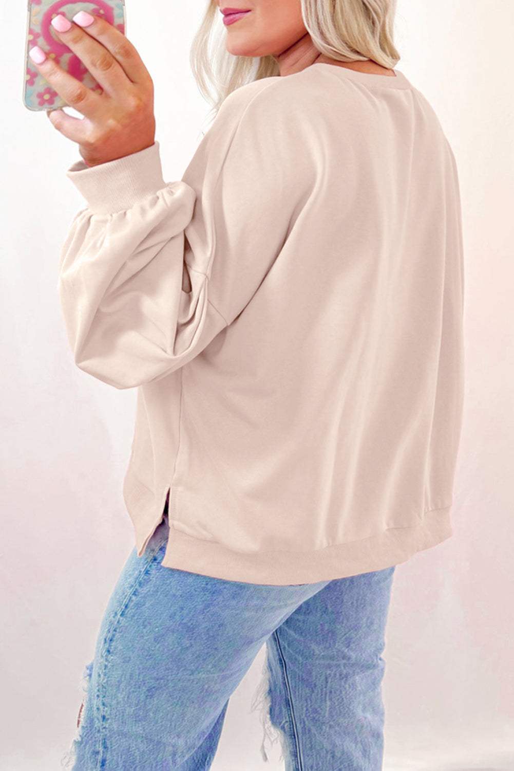 Bow Round Neck Long Sleeve Sweatshirt - Trendsi - Flyclothing LLC