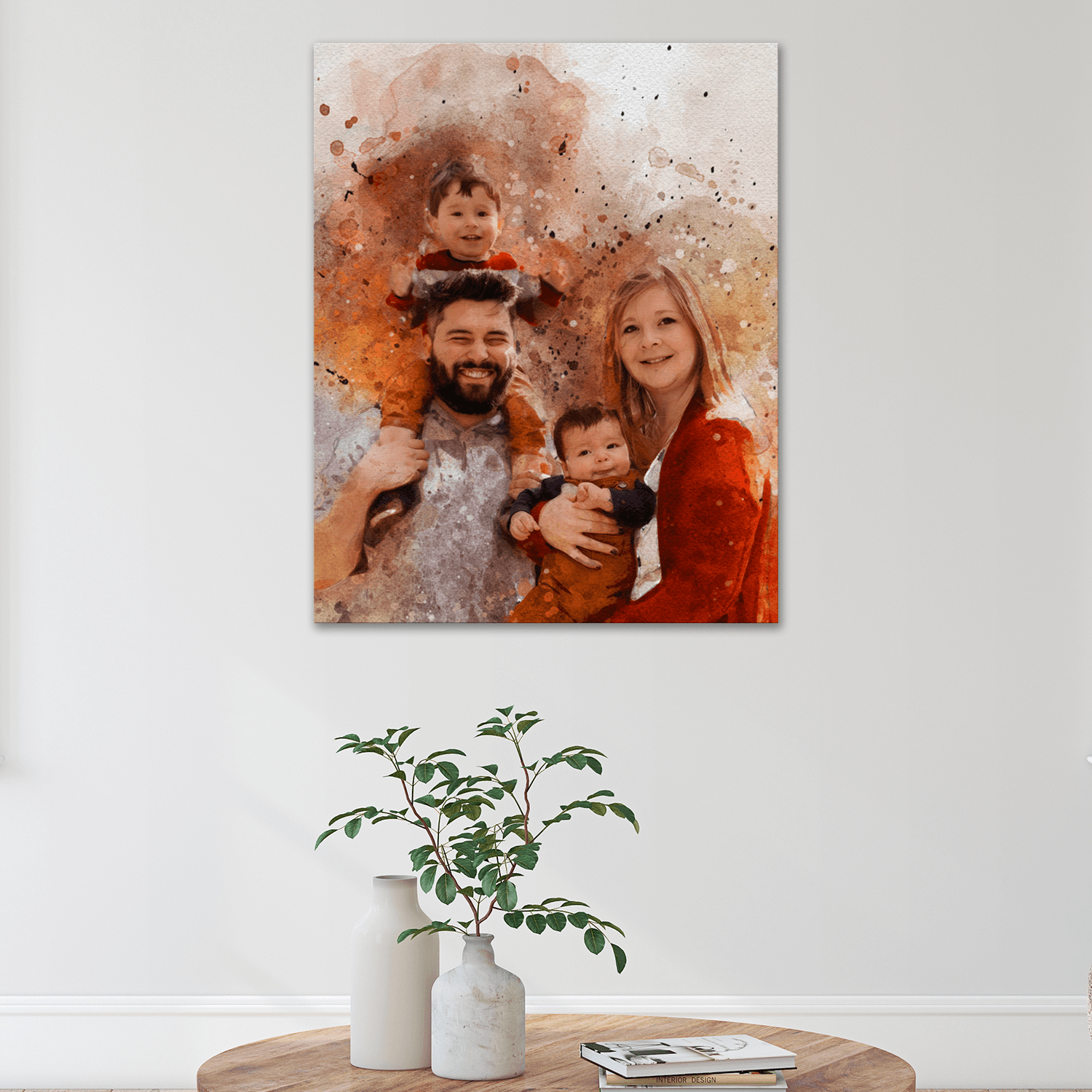 Family Watercolor Portrait Sign - Tailored Canvases - Flyclothing LLC