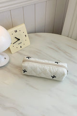 Bow Embroidered Quilted Storage Bag - Trendsi