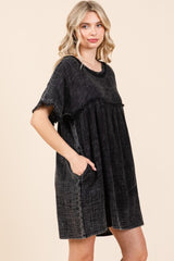 Culture Code Full Size Short Sleeve Babydoll Texture Dress with Pockets - Trendsi