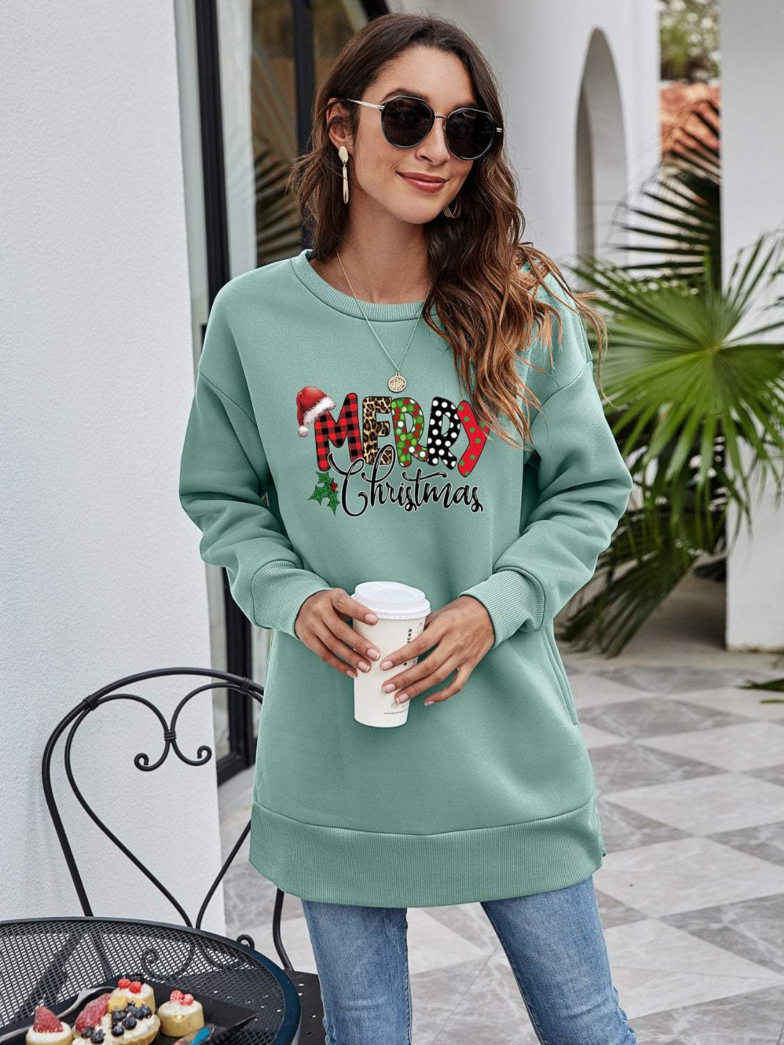 MERRY CHRISTMAS Graphic Sweatshirt - Trendsi - Flyclothing LLC