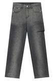 Wide Straight Men's Jeans with Pockets - Trendsi